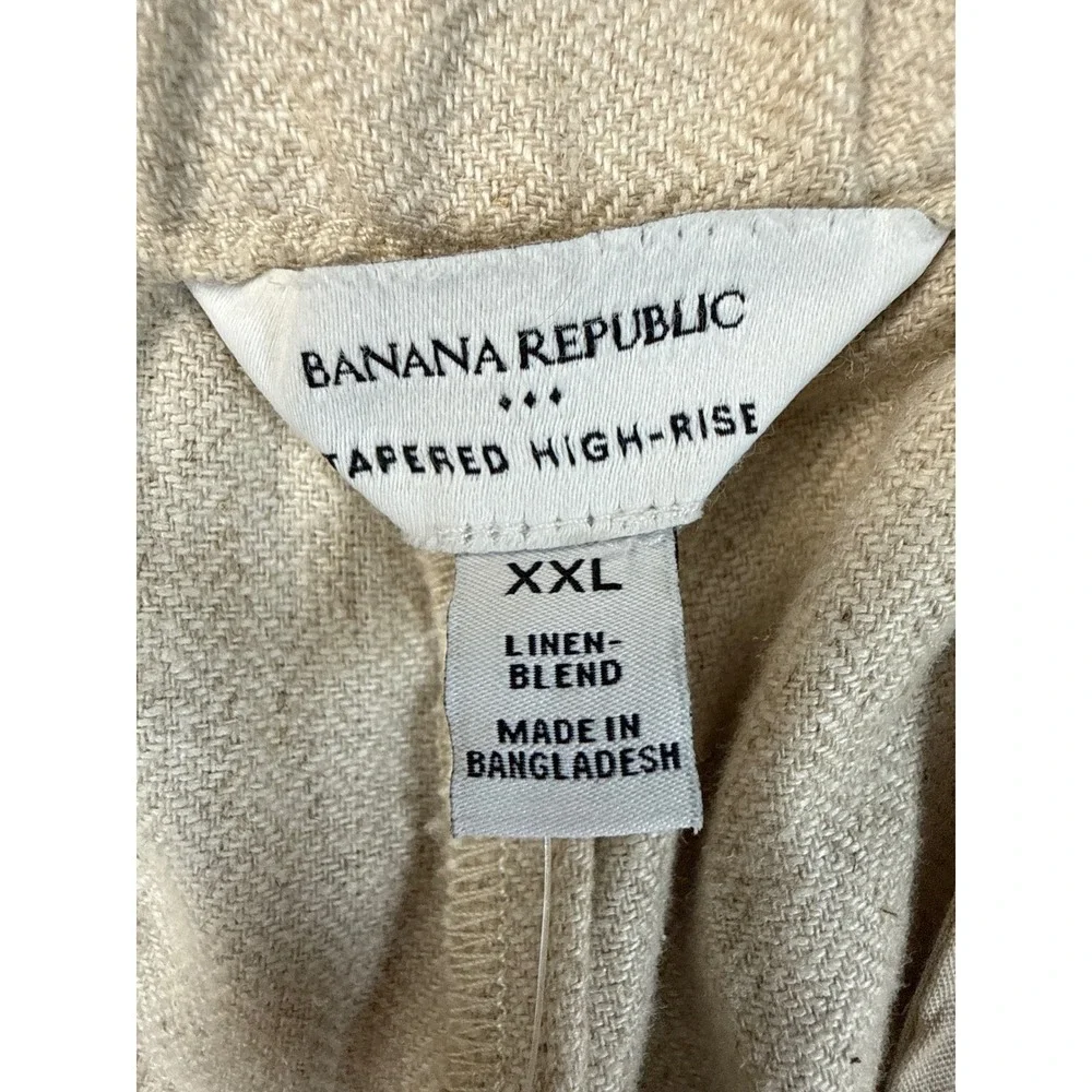 Banana Republic‎ Mens XXL Tapered High-Rise Ankle Pants Linen Blend Beige NWT